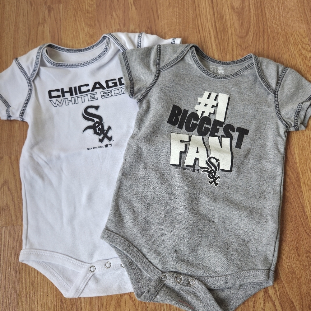 MLB Chicago White Sox Baby Bodysuits 18M NEW 2PC Baseball 100% Cotton